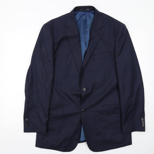 T.M.Lewin Mens Blue Wool Jacket Suit Jacket Size 42 Regular