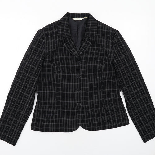 NEXT Womens Black Geometric Jacket Blazer Size 10 Button