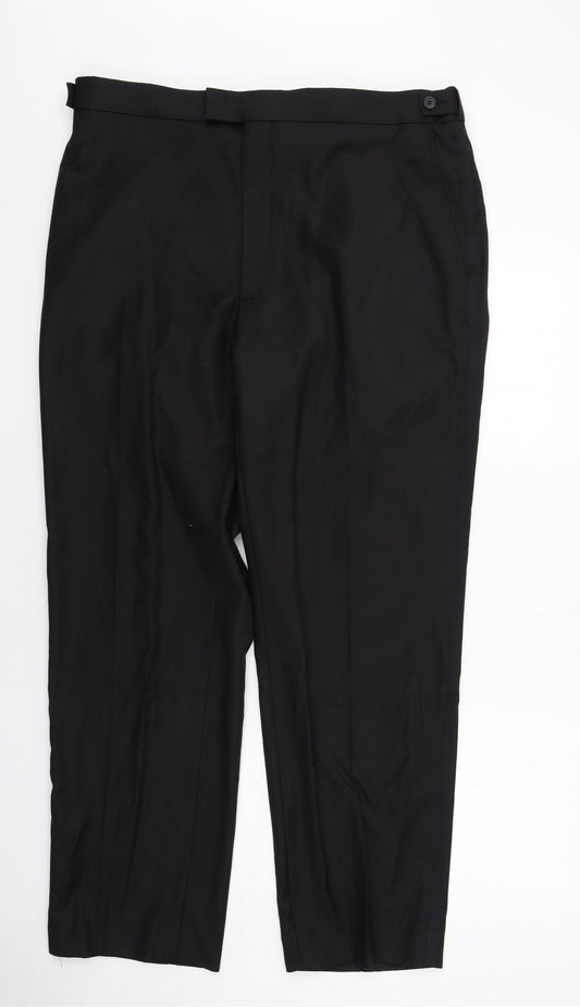Berwin & Berwin Mens Black Wool Trousers Size 40 in Regular Zip