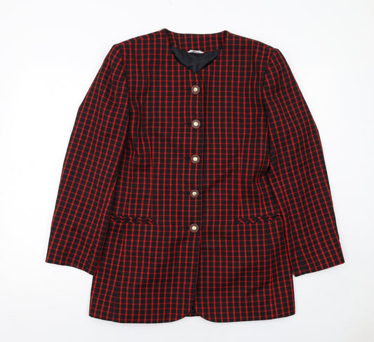 Klass Womens Red Geometric Jacket Size 10 Button