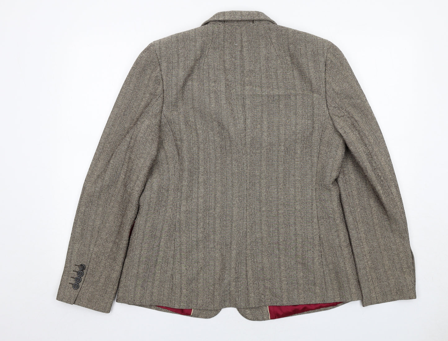 Per Una Womens Beige Herringbone Polyester Jacket Blazer Size 16