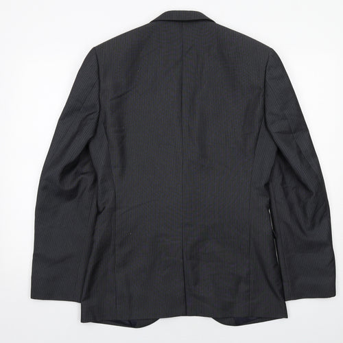 NEXT Mens Grey Striped Polyester Jacket Suit Jacket Size 38 Regular