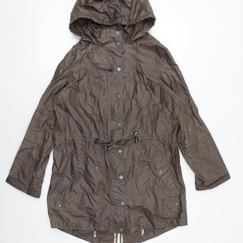 Indigo Womens Brown Rain Coat Coat Size 12 Zip