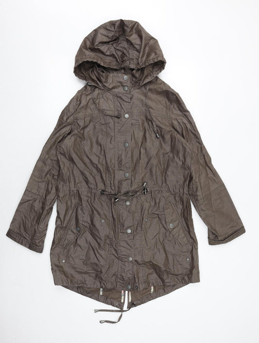 Indigo Womens Brown Rain Coat Coat Size 12 Zip