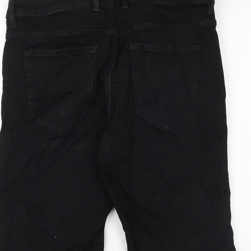 River Island Mens Black Cotton Chino Shorts Size 32 in Regular Zip