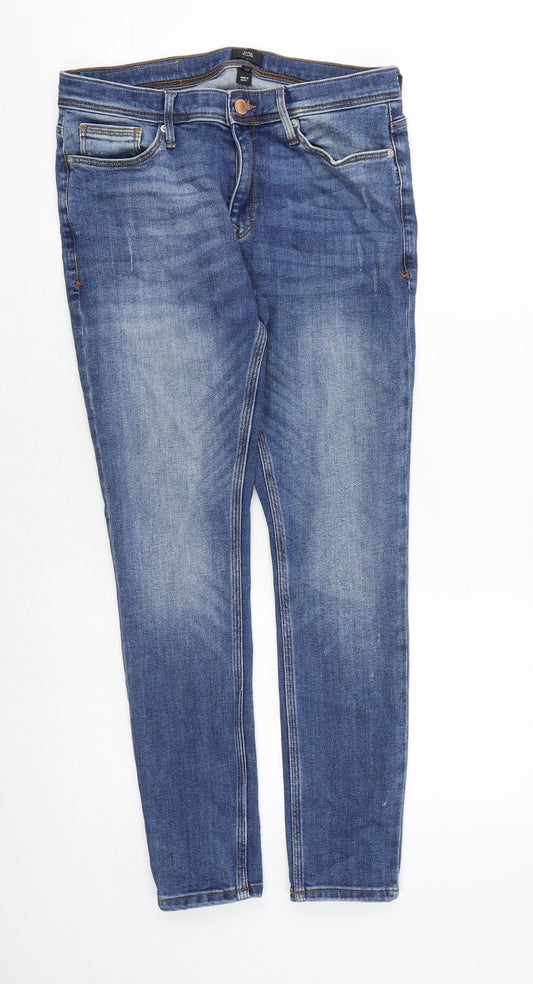 River Island Mens Blue Cotton Skinny Jeans Size 30 in L30 in Slim Zip