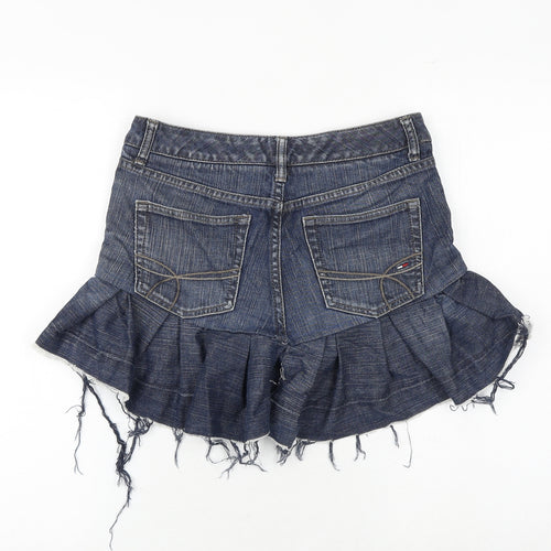 Tommy Hilfiger Womens Blue Cotton Mini Skirt Size 30 in Zip - Distressed Look