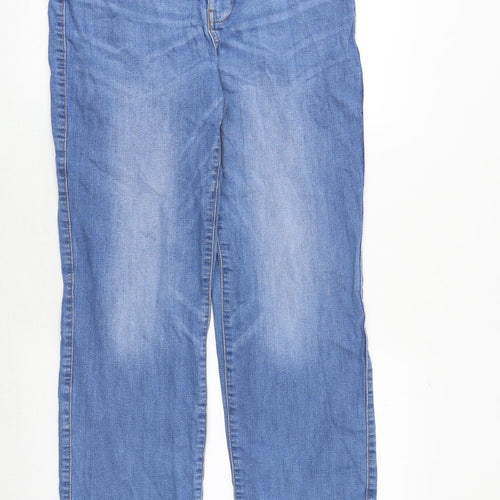 Camaieu Womens Blue Cotton Straight Jeans Size 14 Regular Zip