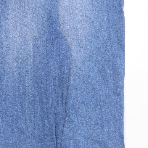 Camaieu Womens Blue Cotton Straight Jeans Size 14 Regular Zip
