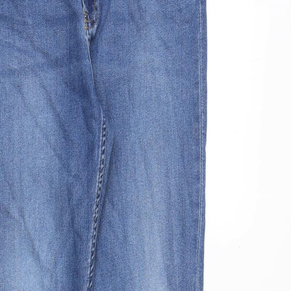 H&M Womens Blue Cotton Straight Jeans Size 10 Regular Zip