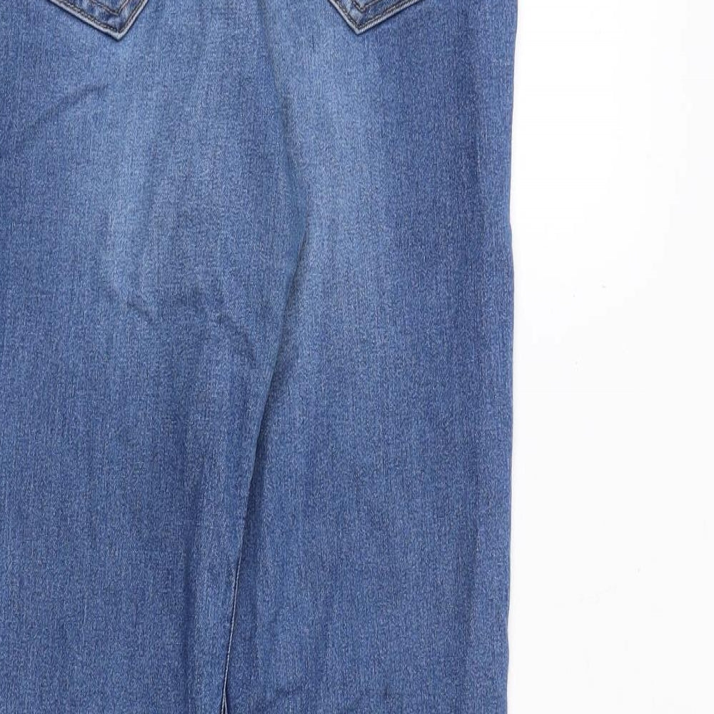 H&M Womens Blue Cotton Straight Jeans Size 10 Regular Zip