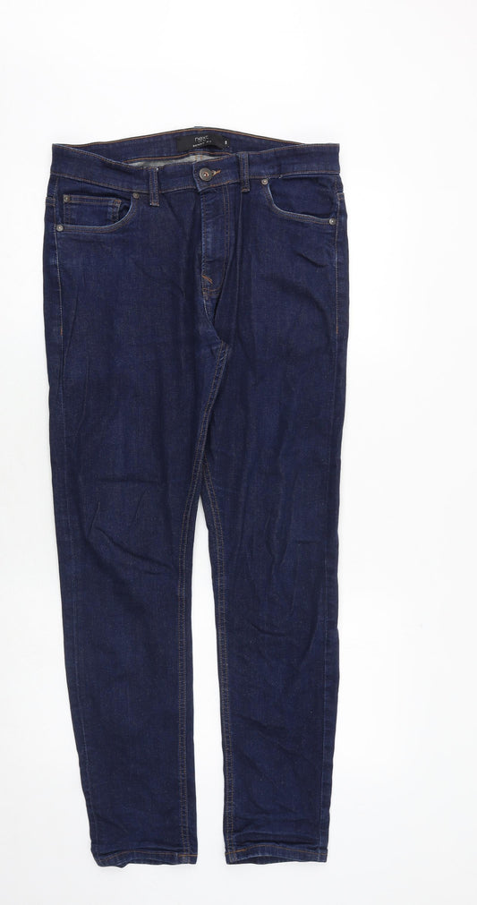 NEXT Mens Blue Cotton Skinny Jeans Size 32 in Slim Zip