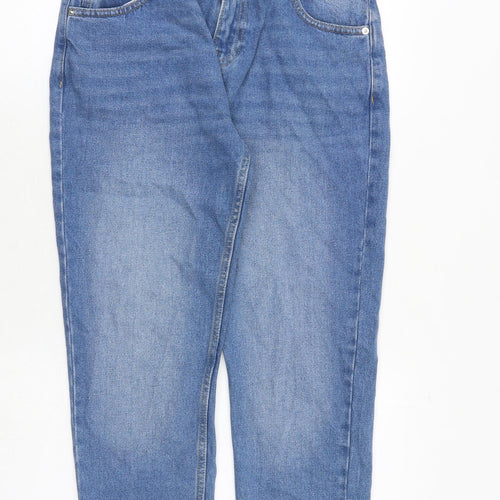 Marks and Spencer Girls Blue Cotton Straight Jeans Size 13-14 Years Regular Zip