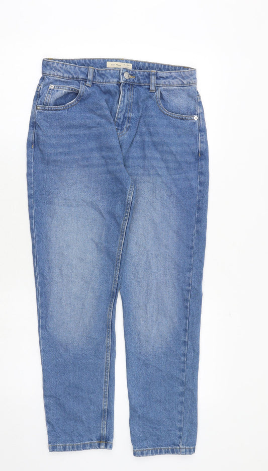 Marks and Spencer Girls Blue Cotton Straight Jeans Size 13-14 Years Regular Zip