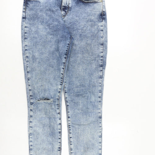 Wrangler Womens Blue Cotton Skinny Jeans Size 27 in Slim Zip - Acid Wash