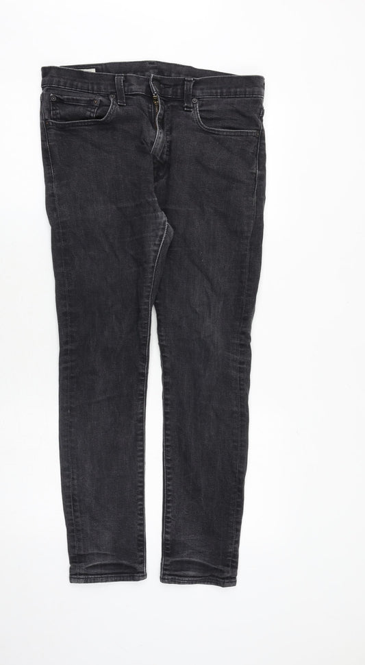 Levi's Mens Grey Cotton Skinny Jeans Size 34 in Regular Zip