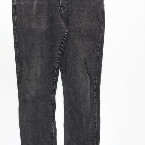 Topman Mens Grey Cotton Straight Jeans Size 34 in Regular Zip