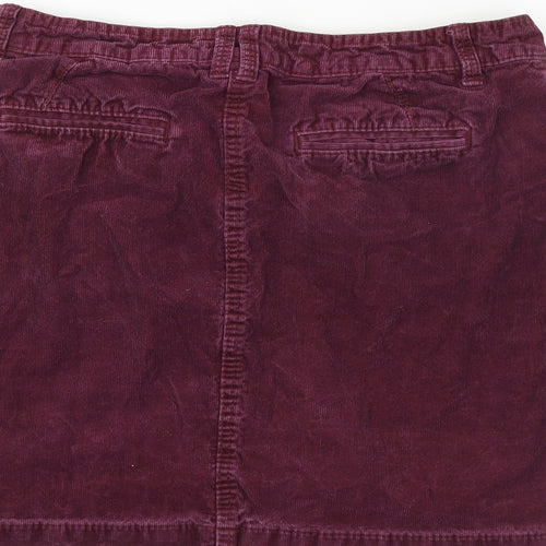 Marks and Spencer Womens Purple Cotton A-Line Skirt Size 10 Zip