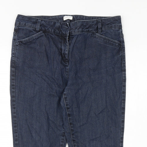 Minuet Petite Womens Blue Cotton Straight Jeans Size 14 Regular Zip