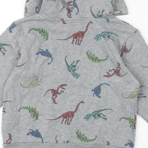 H&M Boys Grey Geometric Cotton Pullover Hoodie Size 7-8 Years Pullover - Jurassic World