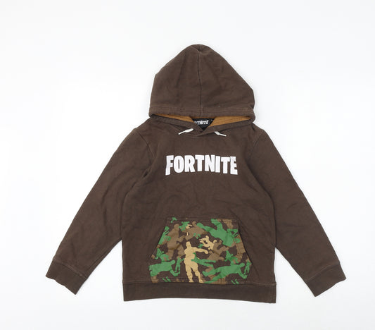 Fortnite Boys Brown Cotton Pullover Hoodie Size 9-10 Years Pullover