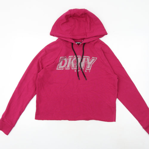 DKNY Womens Pink Cotton Pullover Hoodie Size XS Pullover