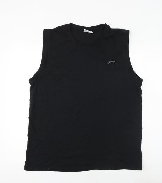 Slazenger Mens Black Cotton T-Shirt Size XL Round Neck