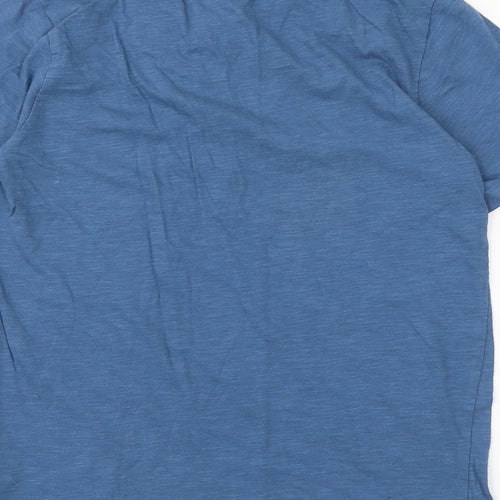 M&Co Boys Blue Cotton Basic T-Shirt Size 11-12 Years Round Neck Button
