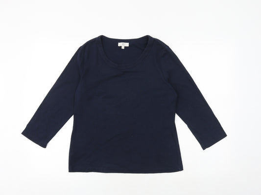 CC Womens Blue 100% Cotton Basic T-Shirt Size M Boat Neck