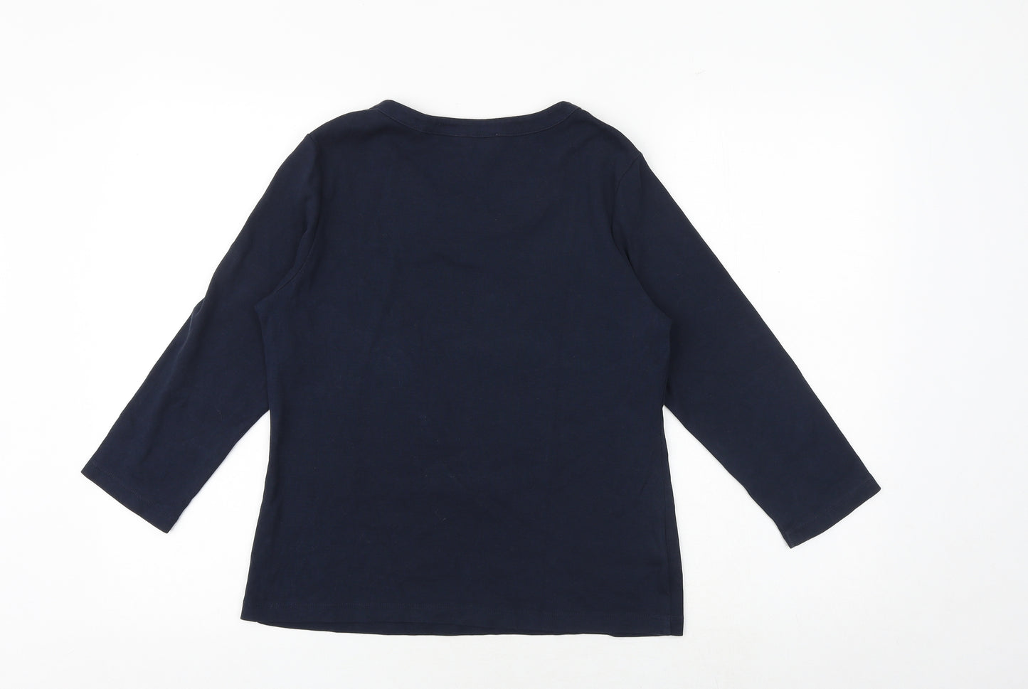 CC Womens Blue 100% Cotton Basic T-Shirt Size M Boat Neck