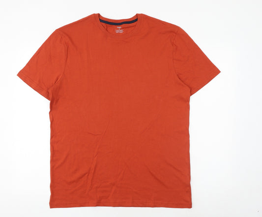 Marks and Spencer Mens Orange Cotton T-Shirt Size M Round Neck