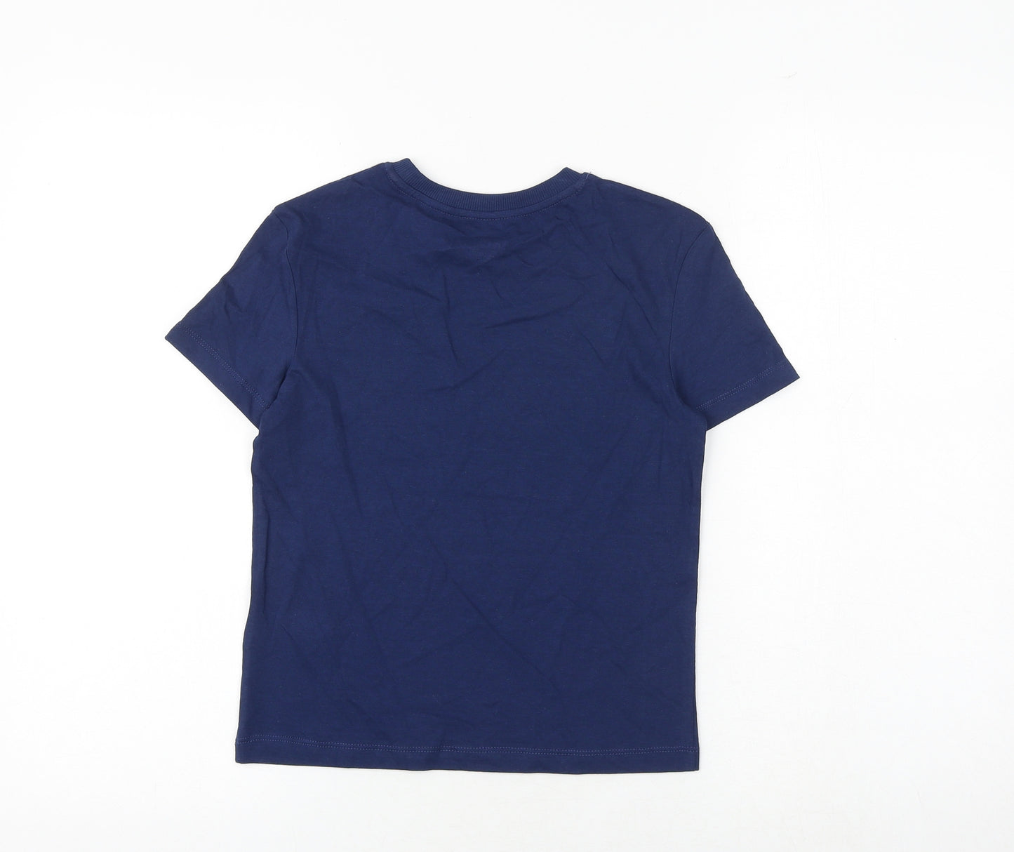 Marks and Spencer Boys Blue Cotton Basic T-Shirt Size 6-7 Years Round Neck Pullover - Today Is A Good Day