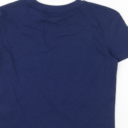 Marks and Spencer Boys Blue Cotton Basic T-Shirt Size 6-7 Years Round Neck Pullover - Today Is A Good Day