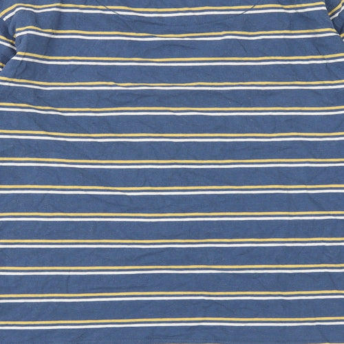 John Lewis Boys Blue Striped 100% Cotton Basic T-Shirt Size 13 Years Round Neck Pullover