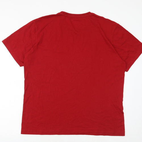 Athleisure Mens Red Cotton T-Shirt Size 2XL Round Neck