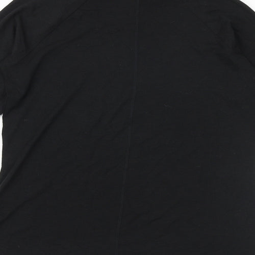 GOODMOVE Womens Black Viscose Basic T-Shirt Size 12 Roll Neck
