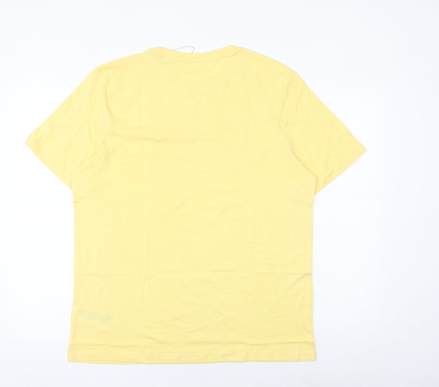 Marks and Spencer Mens Yellow Cotton T-Shirt Size L Round Neck