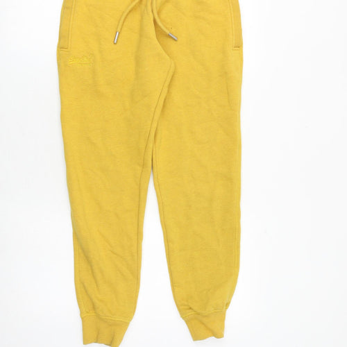 Superdry Womens Yellow Cotton Jogger Trousers Size 28 in Regular Drawstring