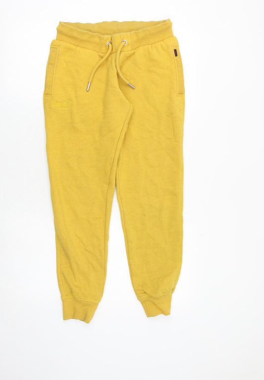 Superdry Womens Yellow Cotton Jogger Trousers Size 28 in Regular Drawstring