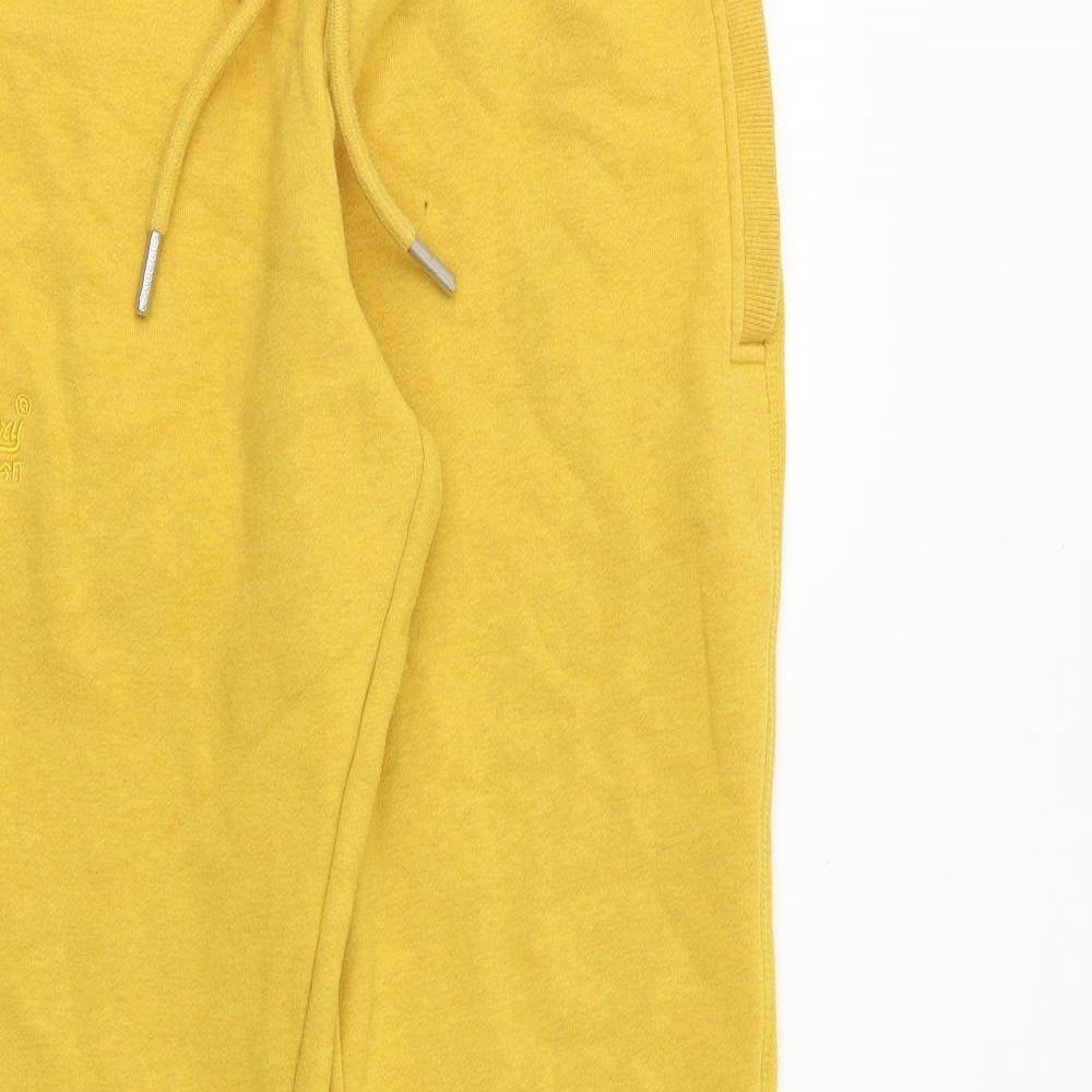 Superdry Womens Yellow Cotton Jogger Trousers Size 28 in Regular Drawstring