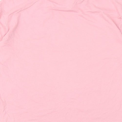 Marks and Spencer Girls Pink Cotton Basic T-Shirt Size 10-11 Years Round Neck Pullover - Santa Disco Express