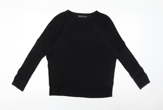 Marks and Spencer Womens Black Round Neck Viscose Pullover Jumper Size S