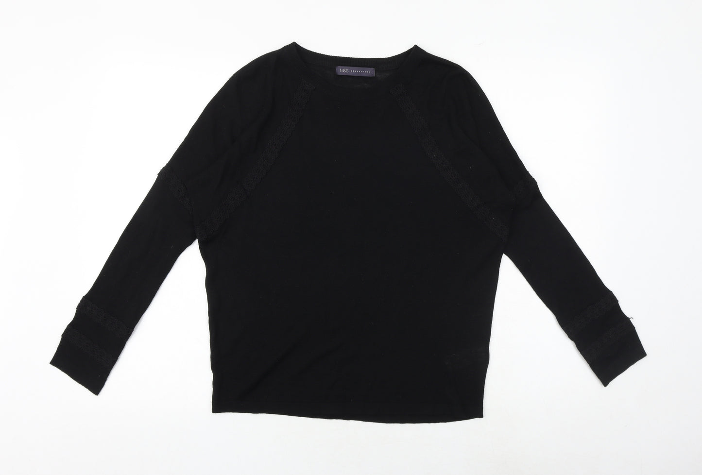 Marks and Spencer Womens Black Round Neck Viscose Pullover Jumper Size S