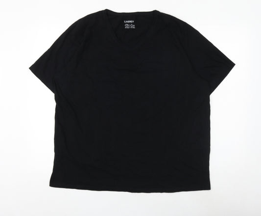 Livergy Mens Black Cotton T-Shirt Size 2XL V-Neck