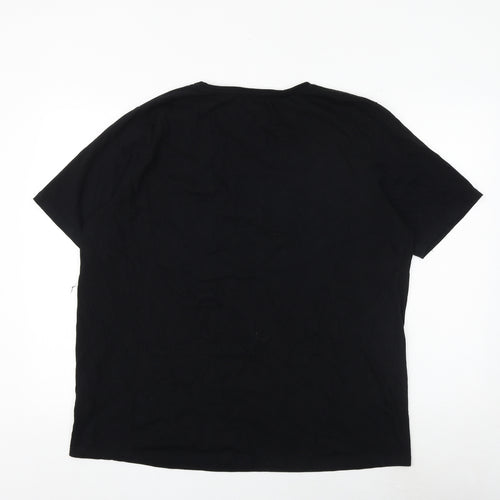 Livergy Mens Black Cotton T-Shirt Size 2XL V-Neck