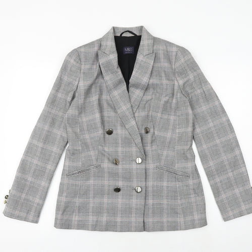 Marks and Spencer Womens Multicoloured Geometric Jacket Blazer Size 10 Button