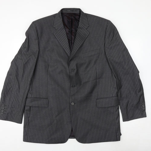 Chester Barrie Mens Grey Striped Wool Jacket Suit Jacket Size 46 Regular