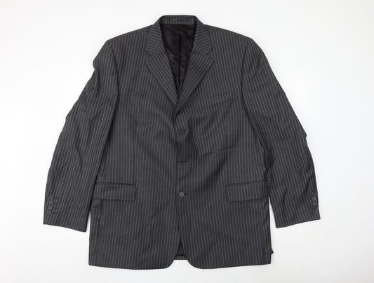 Chester Barrie Mens Grey Striped Wool Jacket Suit Jacket Size 46 Regular