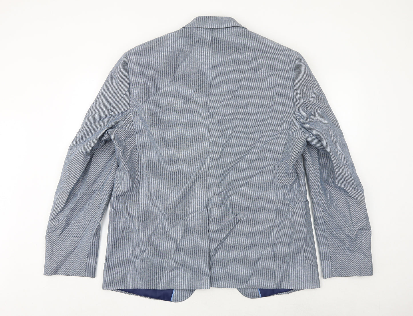 Marks and Spencer Mens Blue Cotton Jacket Suit Jacket Size 46 Regular