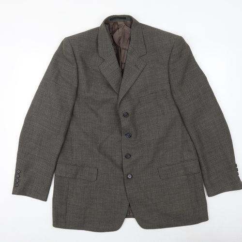 gianni ravanetti Mens Grey Geometric Polyester Jacket Suit Jacket Size 44 Regular